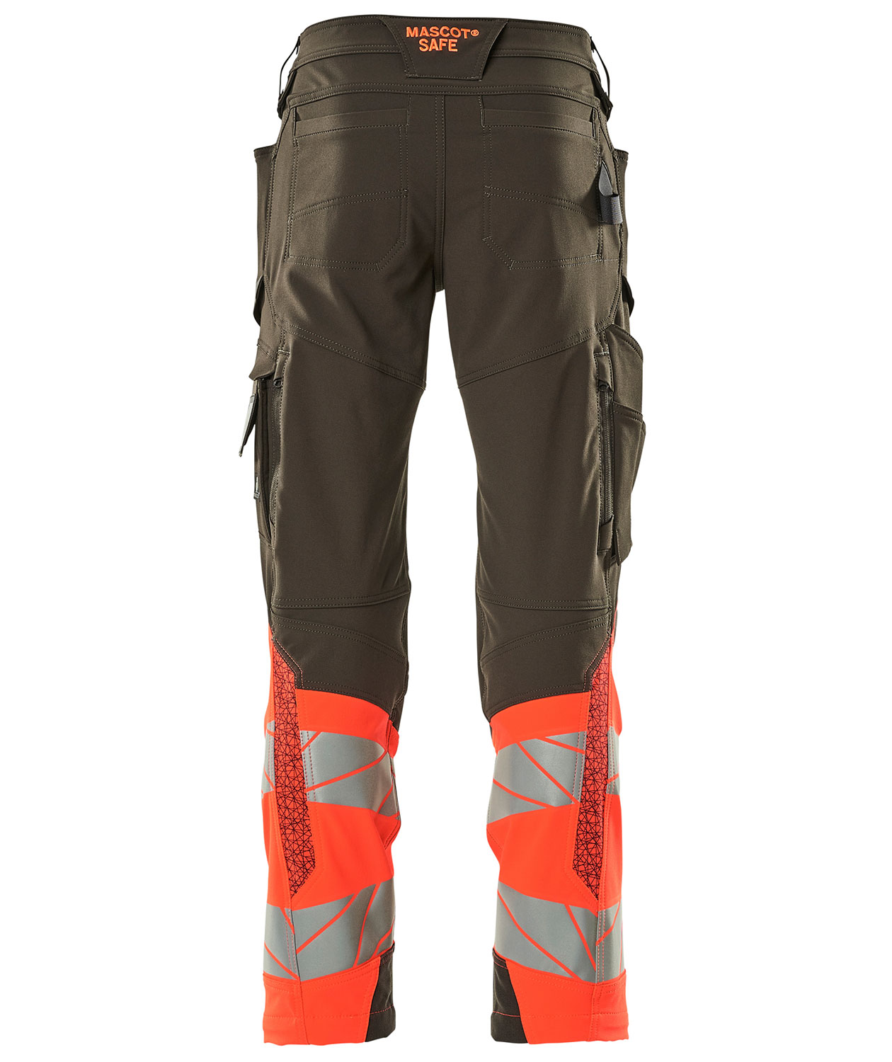 Mascot Accelerate Safe arbetsbyxa full stretch, M&ouml;rk Antracit/Hi-vis r&ouml;d