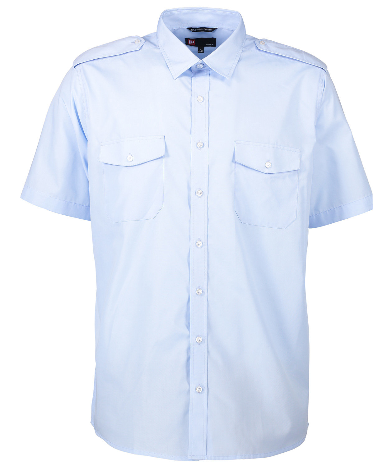 ID kortermet uniformsskjorte, Lys Bl&aring;