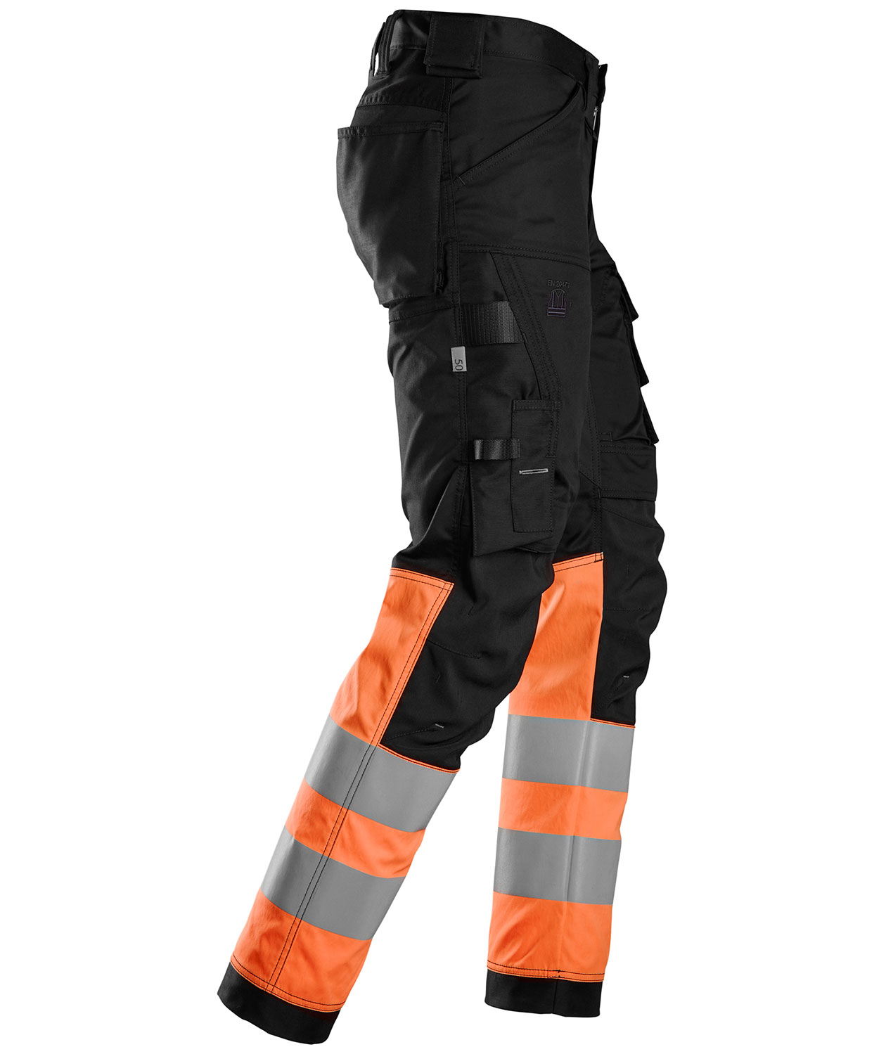 Snickers AllroundWork arbetsbyxa 6334, Svart/Hi-vis Orange, large image number 3
