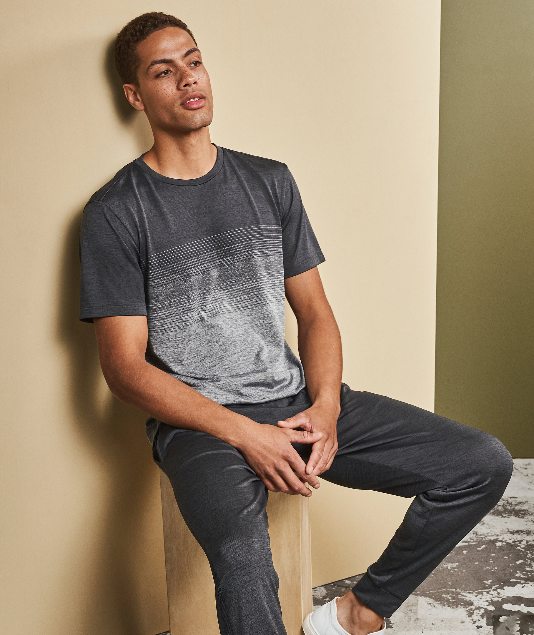 GEYSER seamless striped T-shirt, Anthracite melange, large image number 2