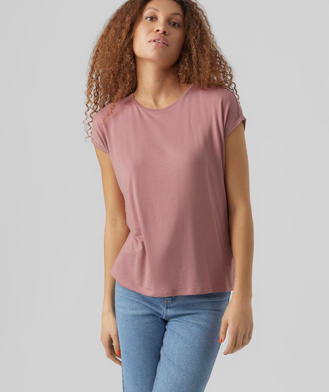 Vero Moda VMAVA PLAIN T-shirt dam, Nostalgia Rose
