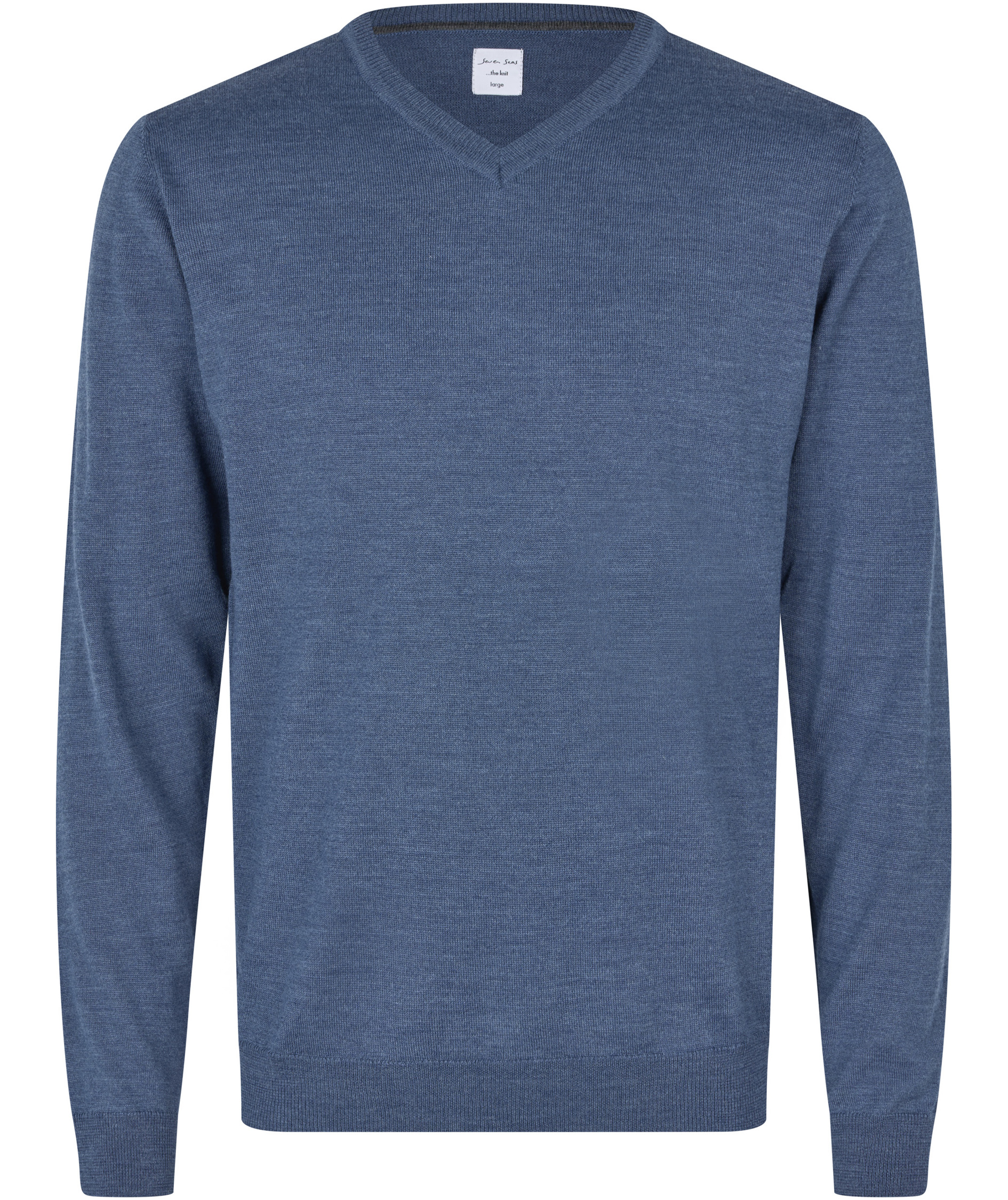 Seven Seas stickad tr&ouml;ja med ull, Bl&aring;melerad