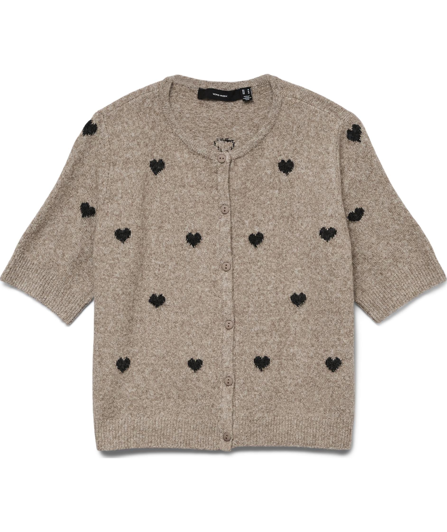 Vero Moda VMDOFFY INTARSIA kort&auml;rmad stickad tr&ouml;ja dam, Moon Rock Melange