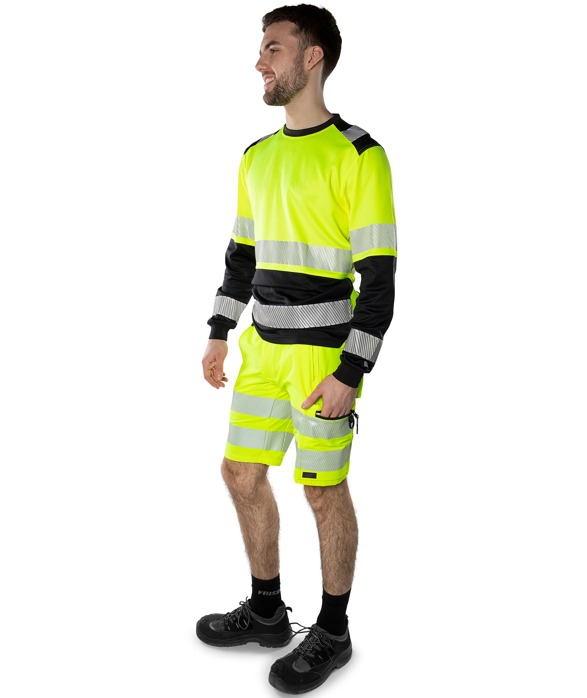 Fristads Green arbeidsshorts 2648 GSTP full stretch, Hi-Vis&nbsp;Gul, large image number 4