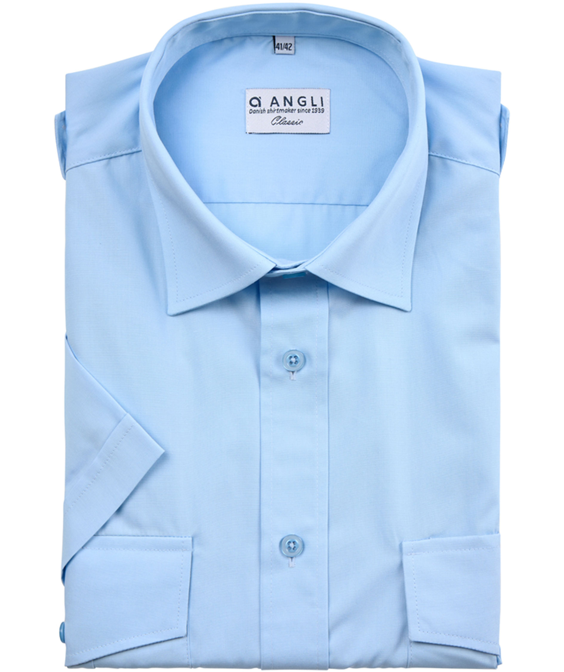 Angli Classic Fit kort&auml;rmad uniformskjorta, Ljusbl&aring;