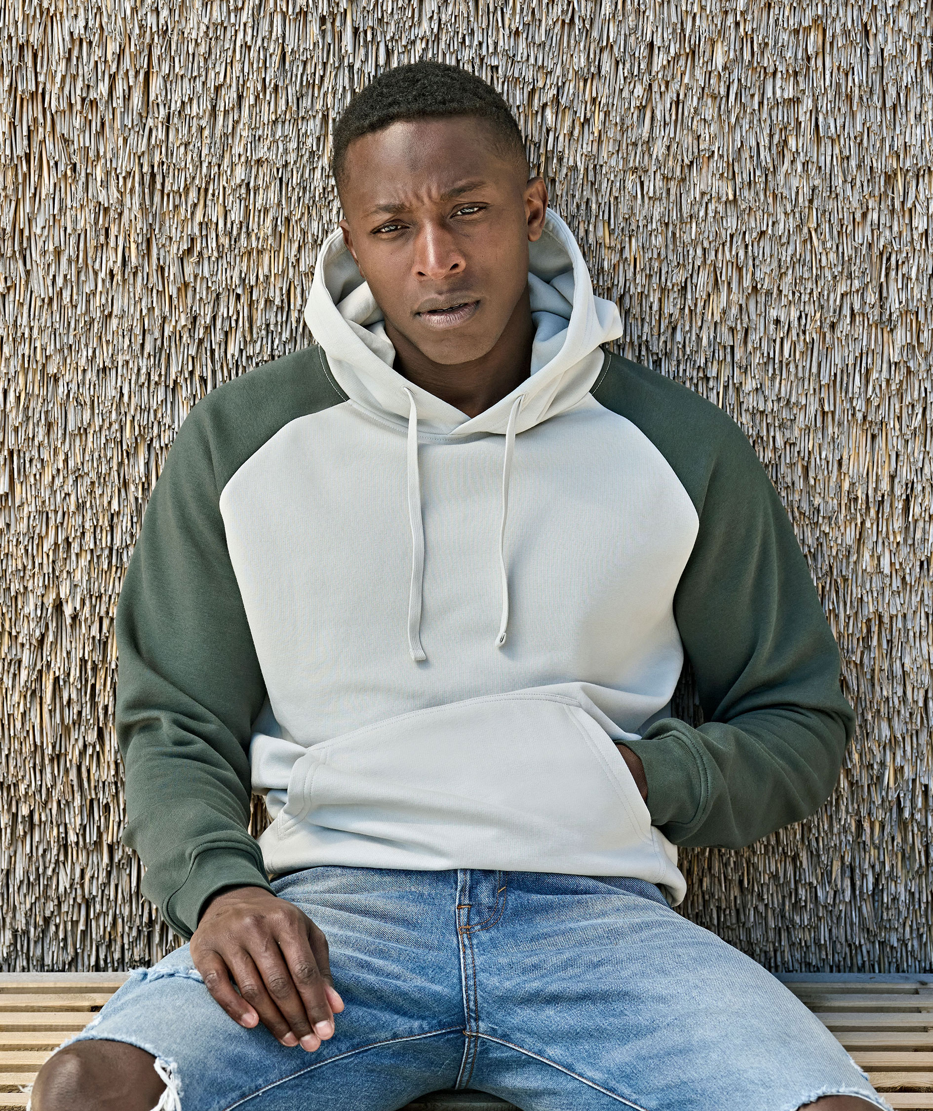 Tee Jays UNLABELED h&aelig;ttetr&oslash;je, Cement/Dark Green, large image number 1