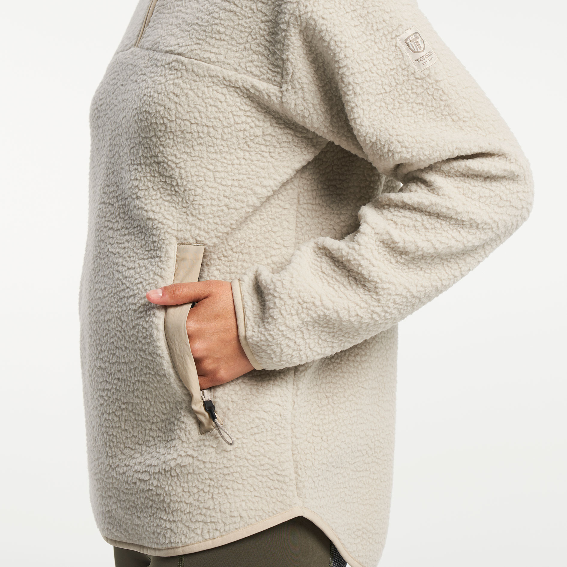 Tenson Yoke womens pile fleece halfzip, Sand, large image number 6