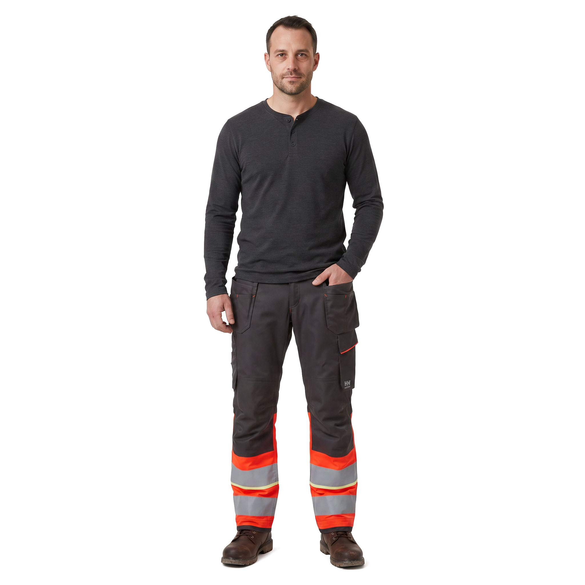 Helly Hansen UC-ME Handwerkerhose, Hi-Vis Rot/Ebony, large image number 2