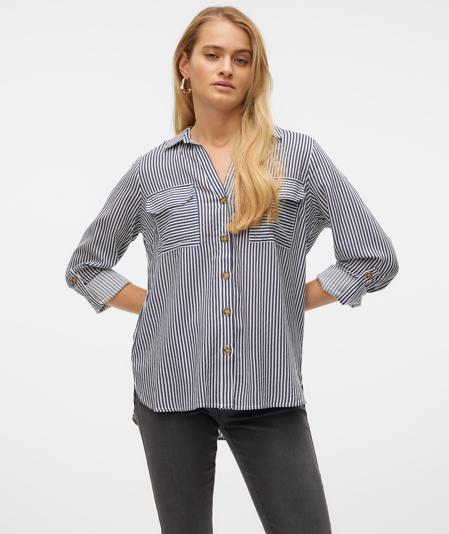 Vero Moda VMBUMPY women's shirt, Snow White/India Ink, large image number 5