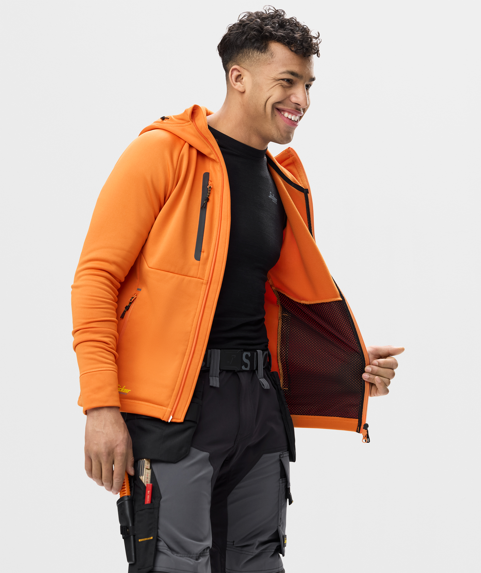 Snickers Flexiwork Polartec&reg; Hoodie mit Rei&szlig;verschluss 8026 full stretch, Warm Orange, large image number 4