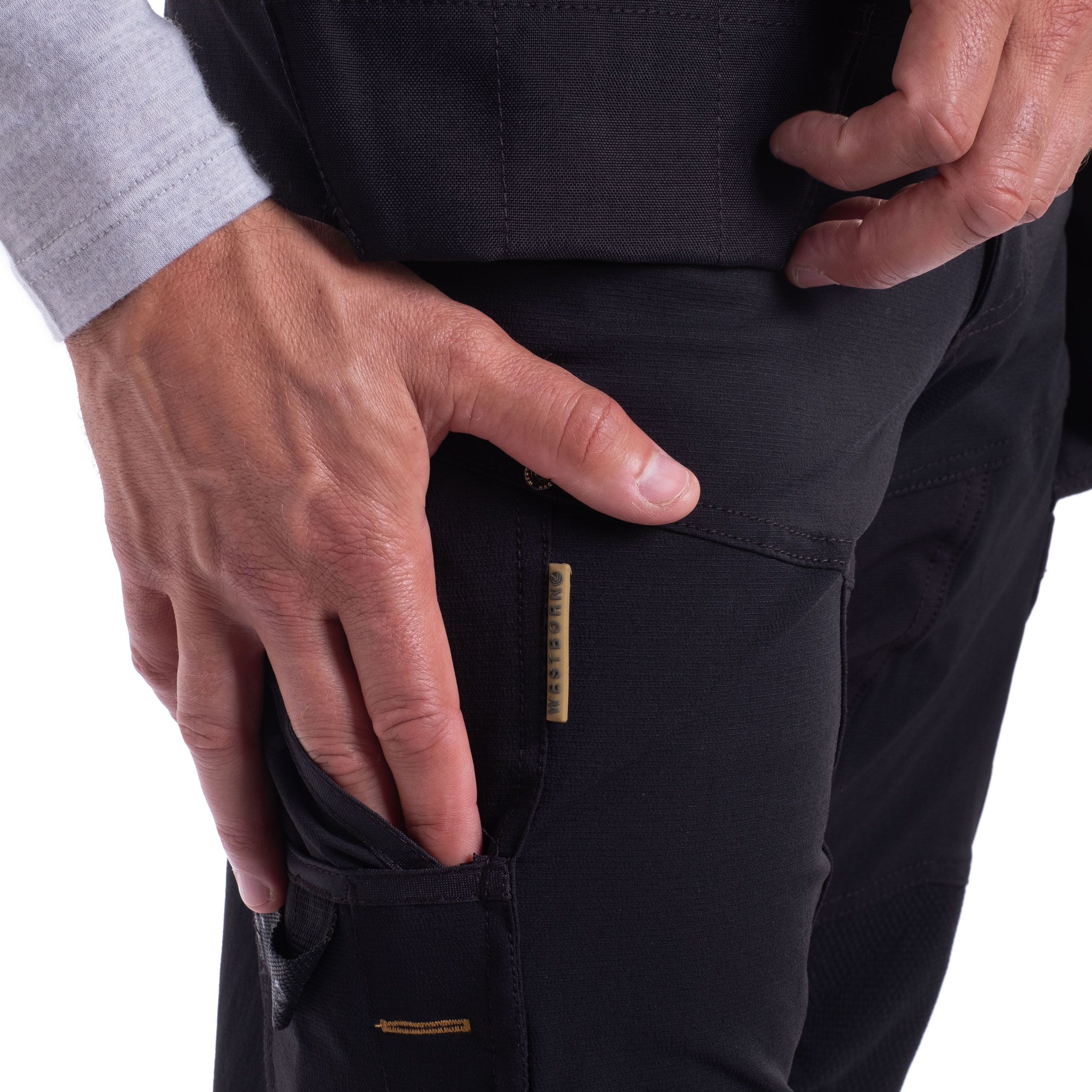 Westborn h&aring;ndv&aelig;rkerbukser full stretch, Black, large image number 11