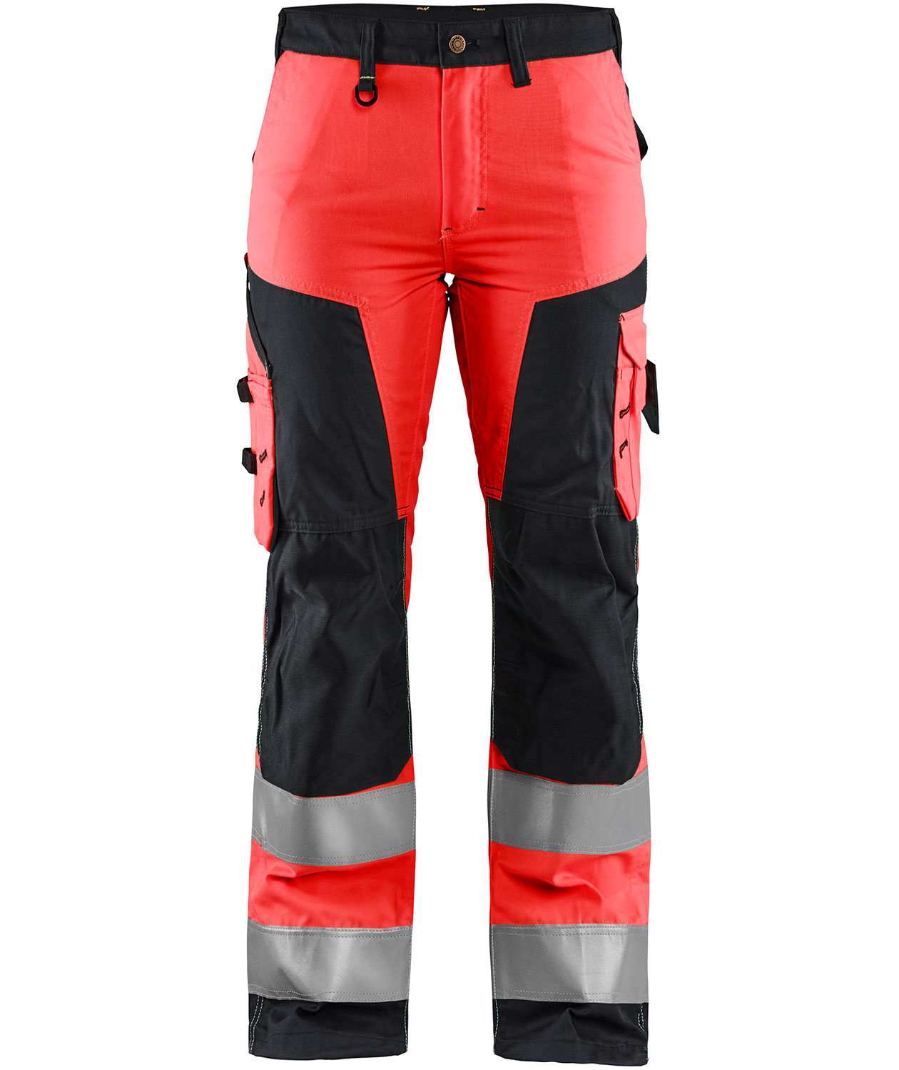 Bl&aring;kl&auml;der arbetsbyxa dam, Varsel R&ouml;d/Svart