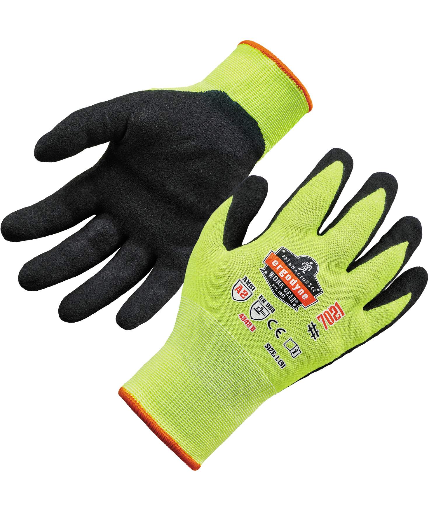 Ergodyne 7021 sk&auml;rskyddshandskar Cut B, Varsel Gul/Svart