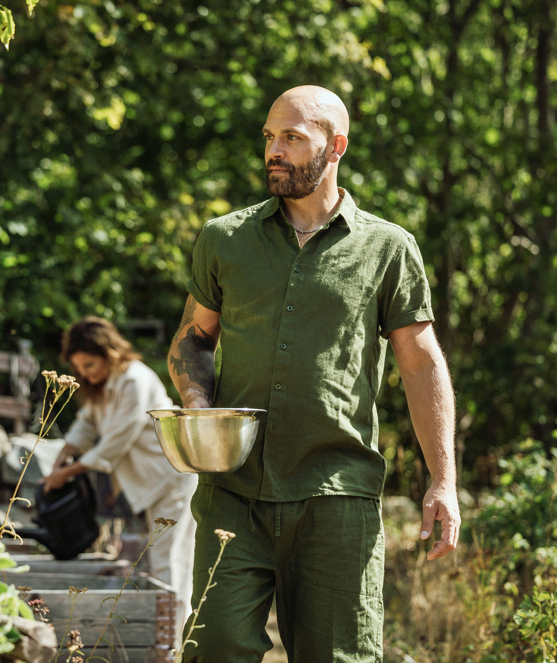 Pinewood V&auml;rnamo kort&aelig;rmet skjorte, Pine green