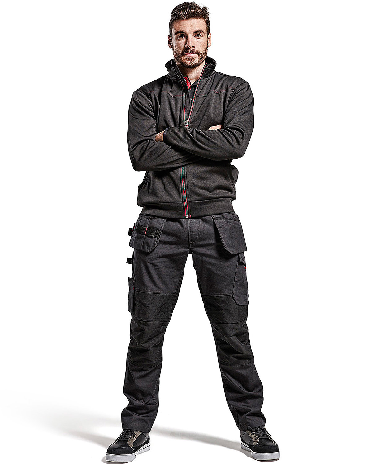 Bl&aring;kl&auml;der Unite sweat cardigan, Svart/R&ouml;d, large image number 1