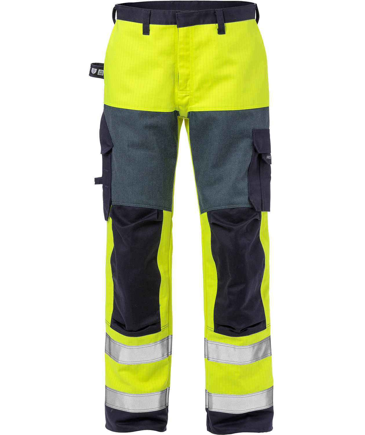 Fristads Flame arbeidsbukse, Hi-Vis gul/marinebl&aring;