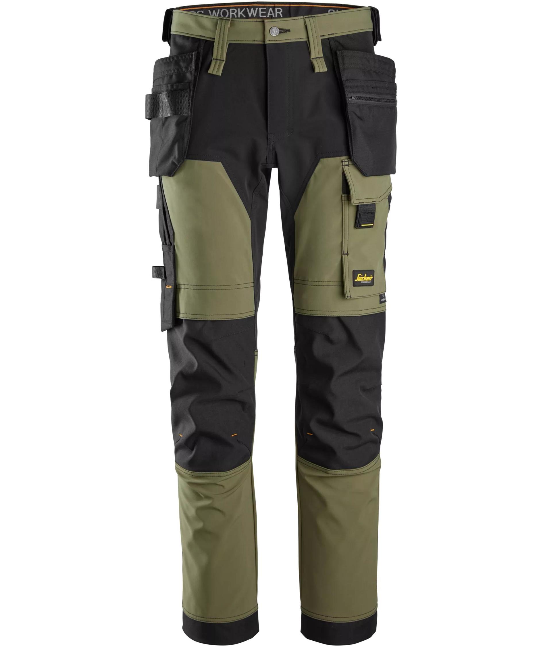 Snickers AllroundWork h&aring;ndv&aelig;rkerbukser 6275 full stretch, Khaki Green/Black, Khaki Green/Black, swatch