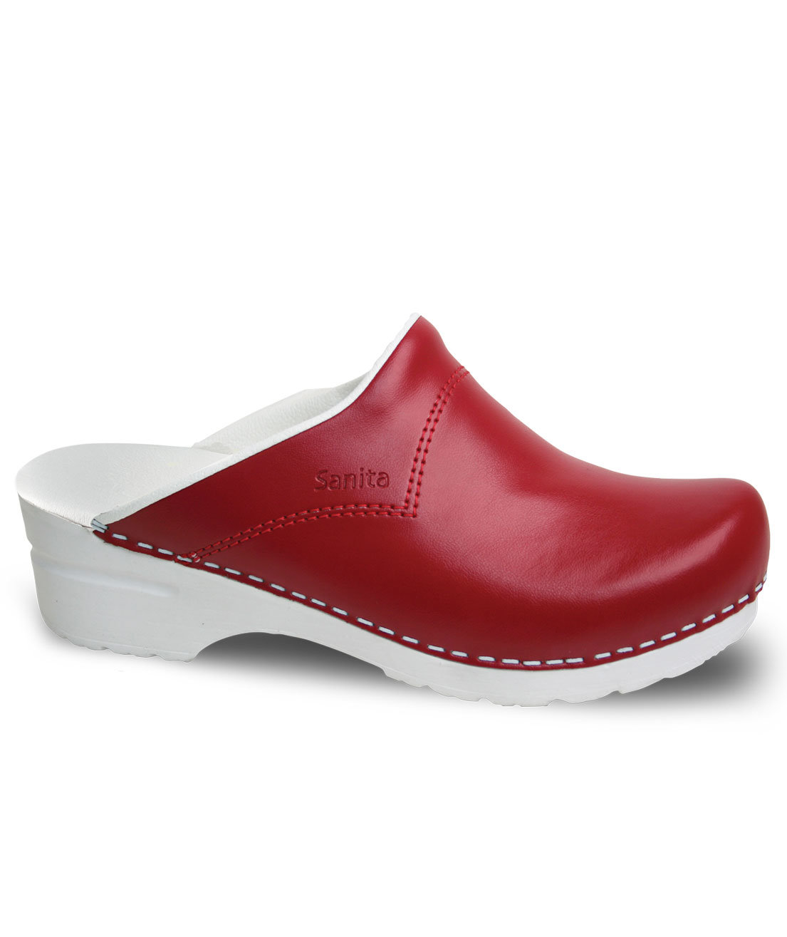 Sanita Pastel tr&auml;skor utan h&auml;lkappa dam, R&ouml;d