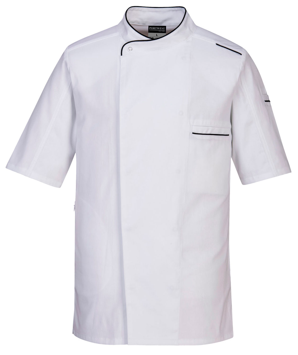Portwest Surrey kort&aelig;rmet kokkejakke, Hvid