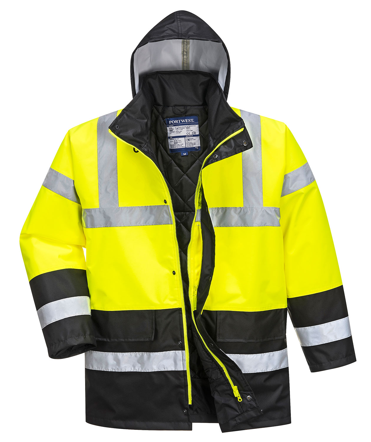 Portwest vandt&aelig;t parkajakke, Hi-vis Gul/Sort, large image number 0