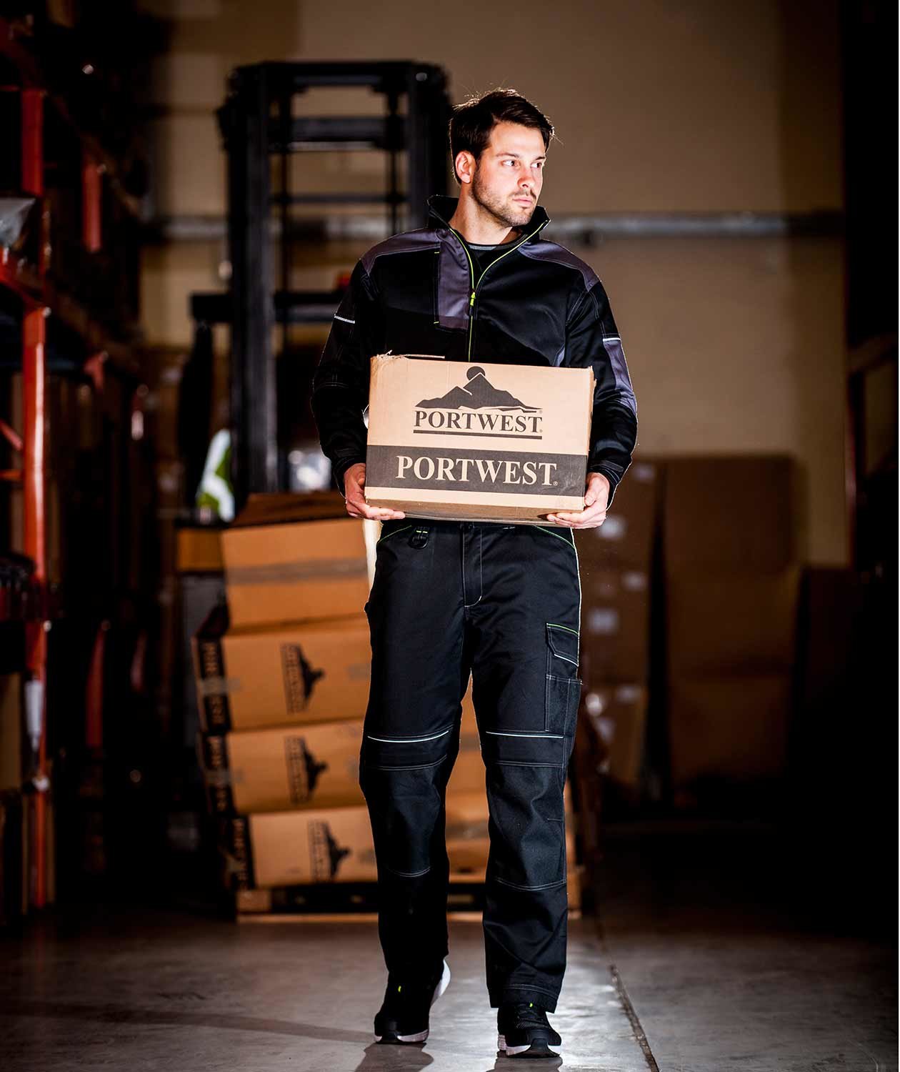 Portwest PW3 arbejdsjakke, Sort/Gr&aring;, large image number 1