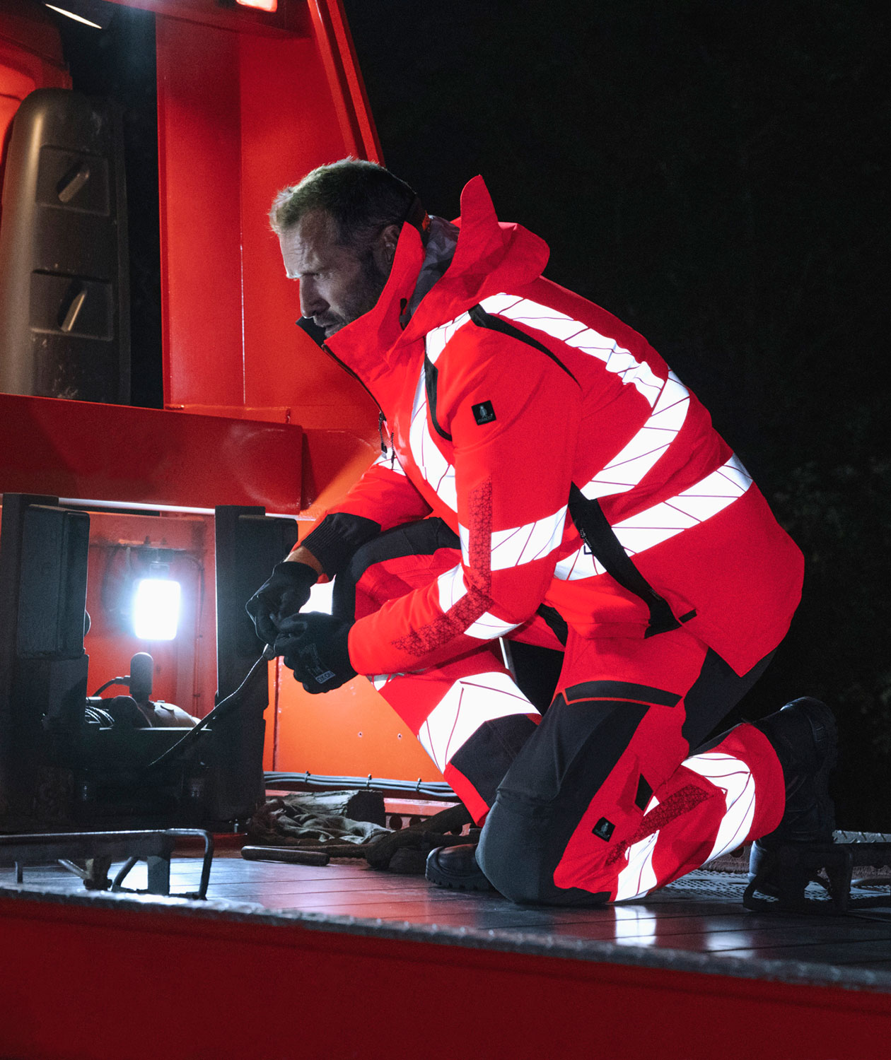 Mascot Accelerate Safe arbetsbyxa full stretch, Varsel r&ouml;d/M&ouml;rk antracit, large image number 1