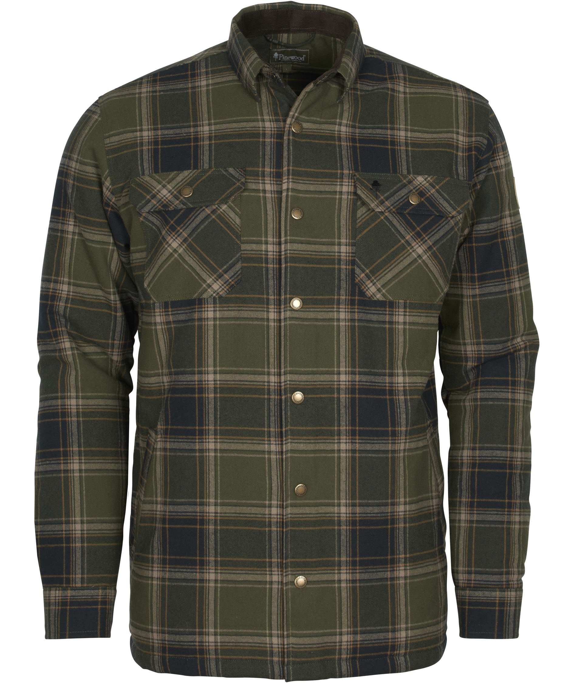 Pinewood Finnveden Checked regular fit foret skovmandsskjorte, Mossgreen/Black