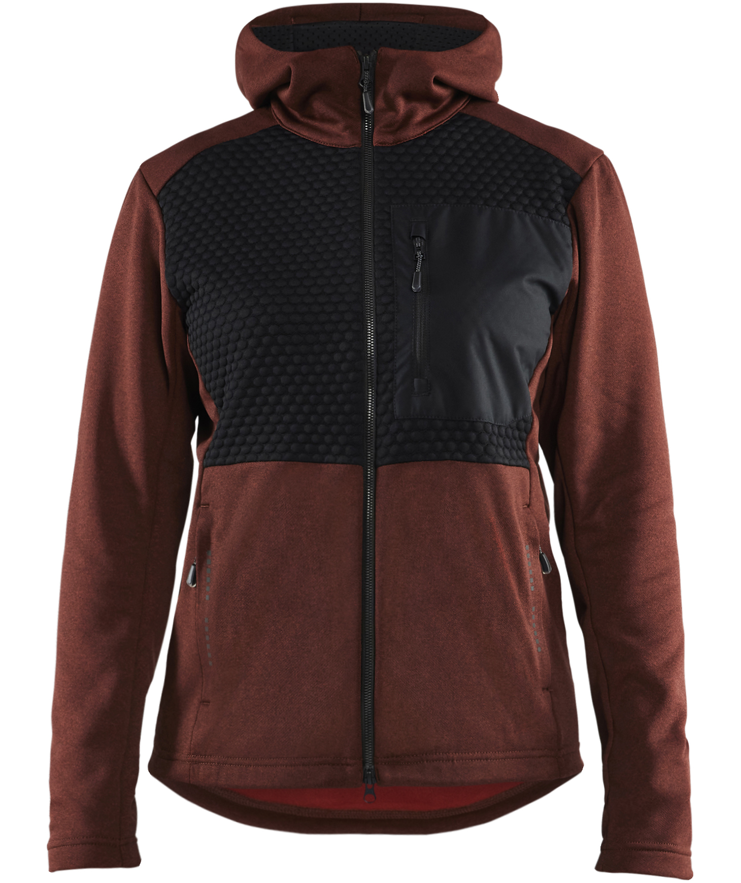 Bl&aring;kl&auml;der hoodie med dragkedja dam, Br&auml;nd R&ouml;d/Svart