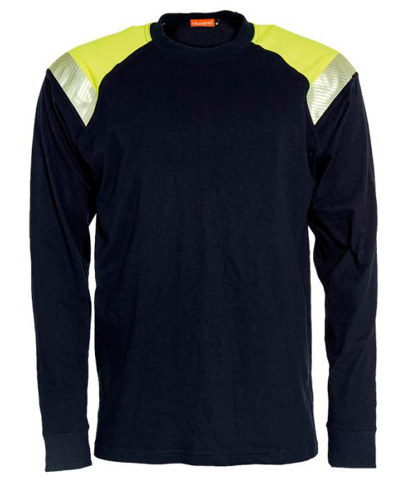 Tranemo lang&auml;rmliges T-Shirt, Marine/Hi-Vis gelb