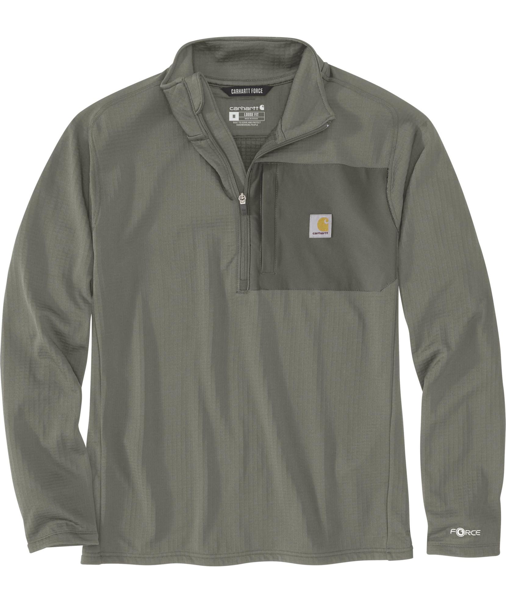 Carhartt Mock Neck half zip midlayer, Dusty Olive, Dusty Olive, swatch