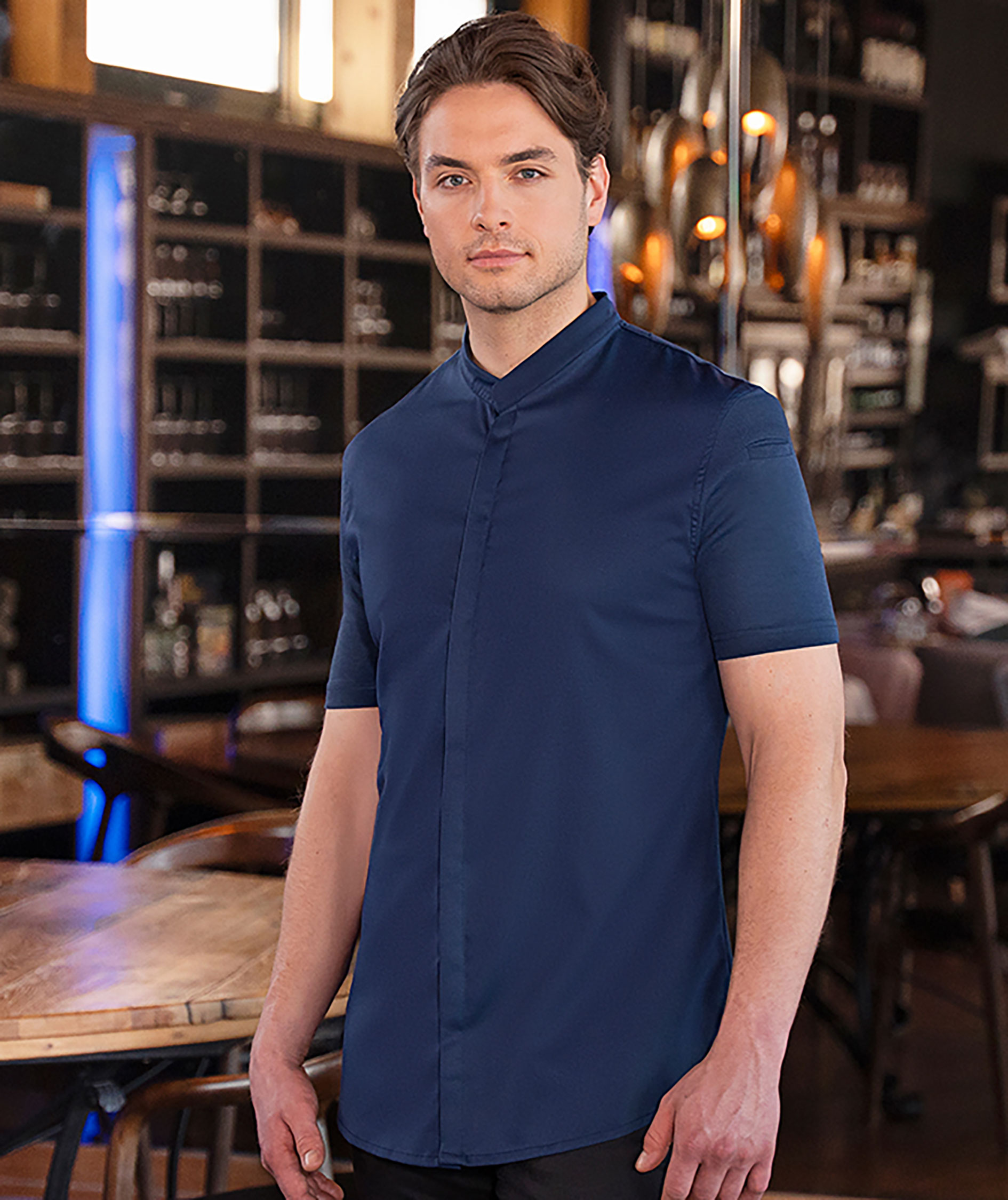 Karlowsky DIAMOND CUT&reg; Avantgarde kort&aelig;rmet kokkejakke, Steel Blue, large image number 1