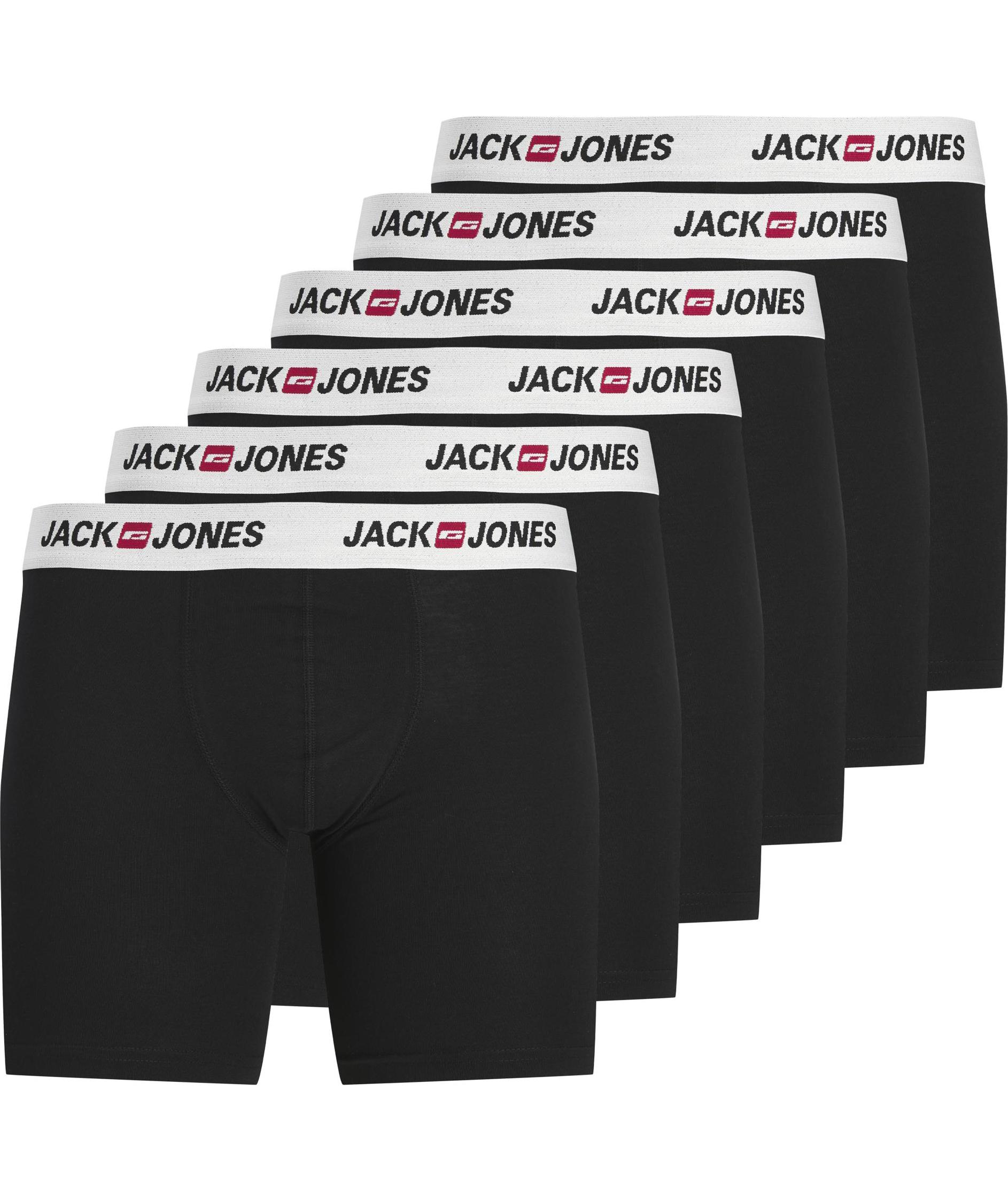 Jack & Jones Plus JACCORD LOGO 6-pack boksershorts, Black/white