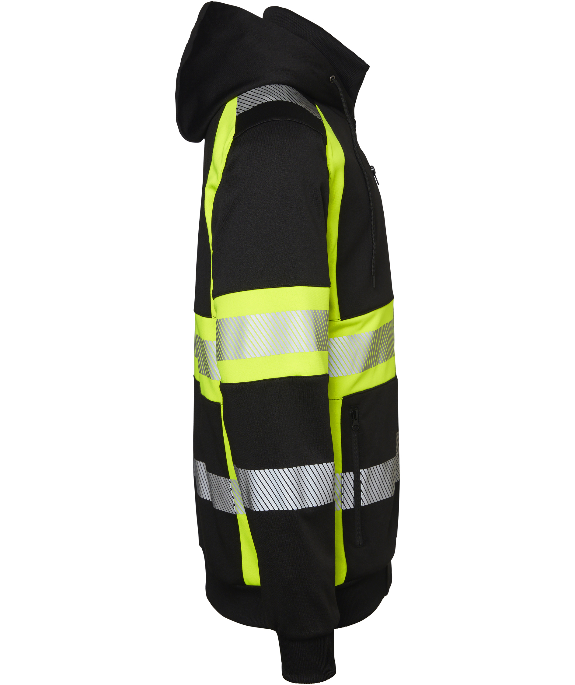 Top Swede hoodie with zipper 603, Black/Hi-Vis Yellow, large image number 2