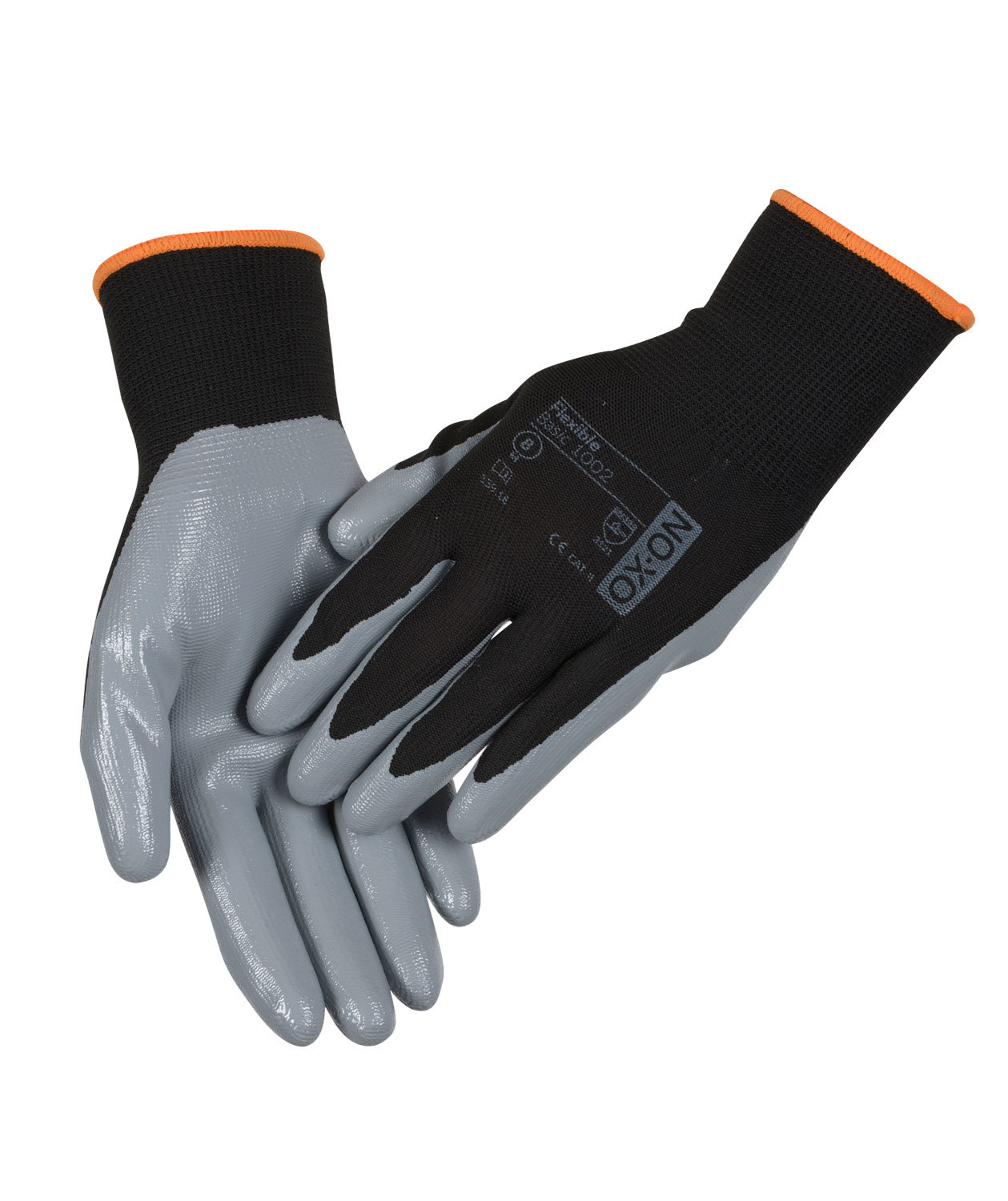 OX-ON Flexible Basic 1002 arbetshandskar, Gr&aring;/Svart