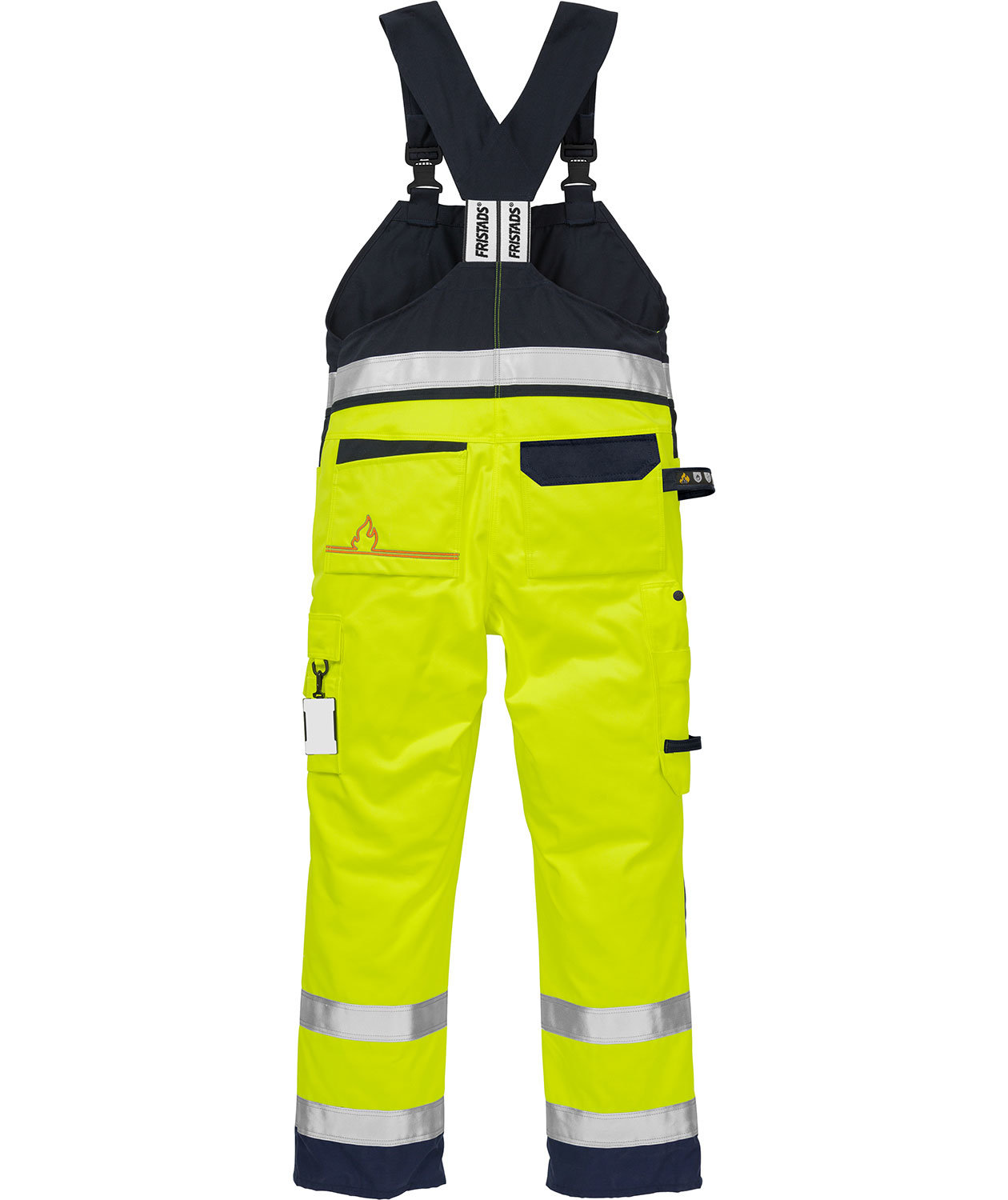 Fristads hantverksh&auml;ngselbyxa 1075, Varsel gul/marinbl&aring;