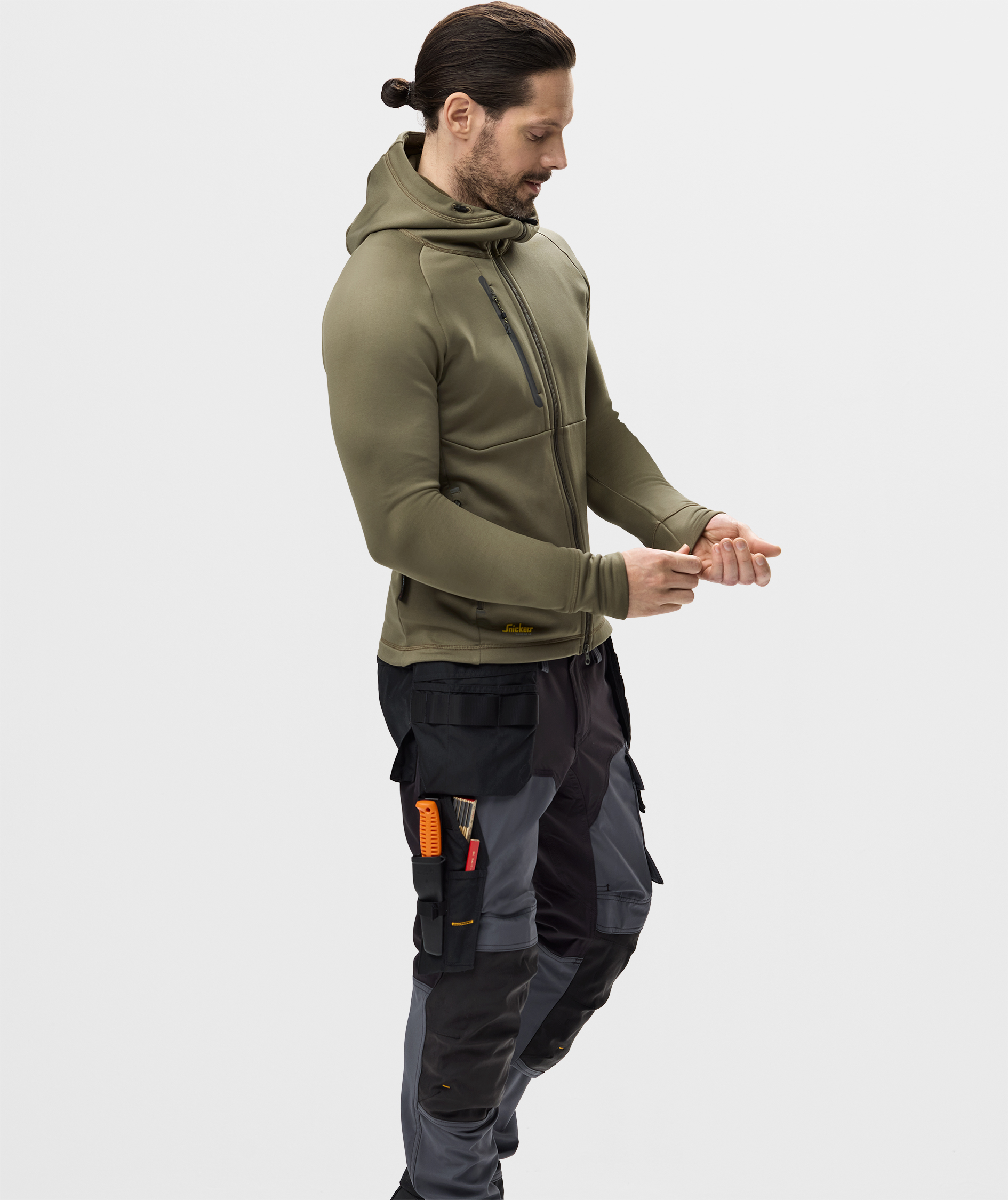 Snickers Flexiwork Polartec&reg; hoodie with zipper 8026 full stretch, Khaki Green, large image number 5