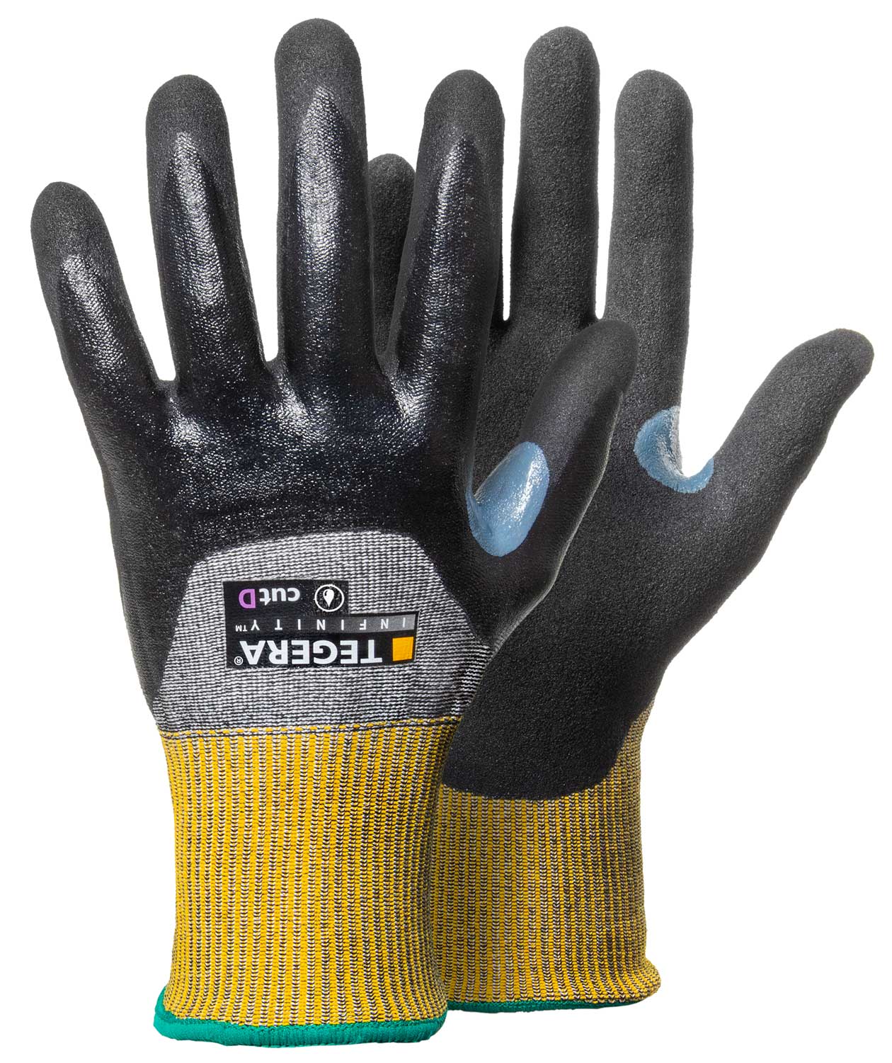 Tegera 8808 Infinity Schnittschutzhandschuhe Cut D, Schwarz/Grau/Gelb