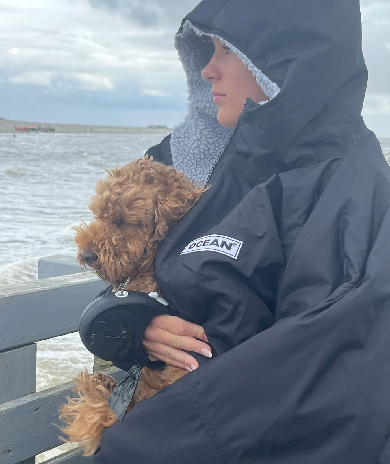 Ocean Aqua Shield poncho with zipper, Navy, large image number 4