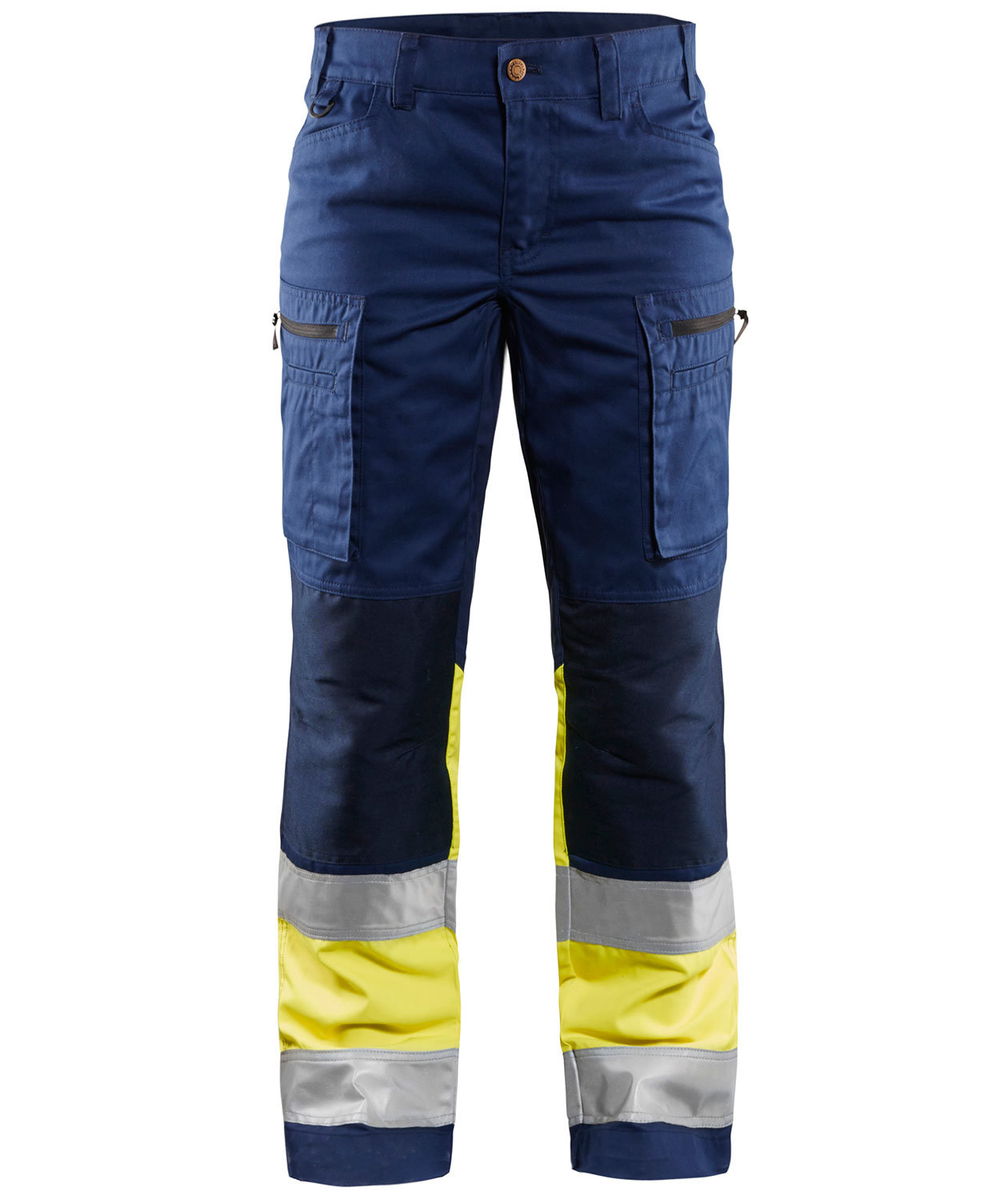 Bl&aring;kl&auml;der stretch arbetsbyxa dam, Marin/Hi-Vis gul