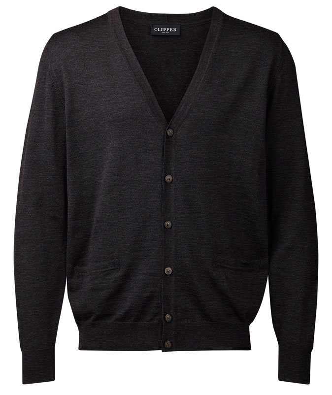 Clipper Milan Cardigan med merinoull, Charcoal