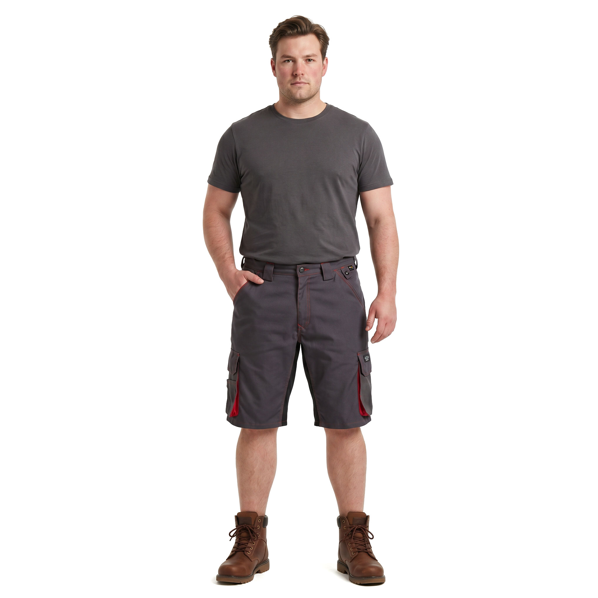 J.A.K. work shorts 1610, Grey/Red, large image number 2