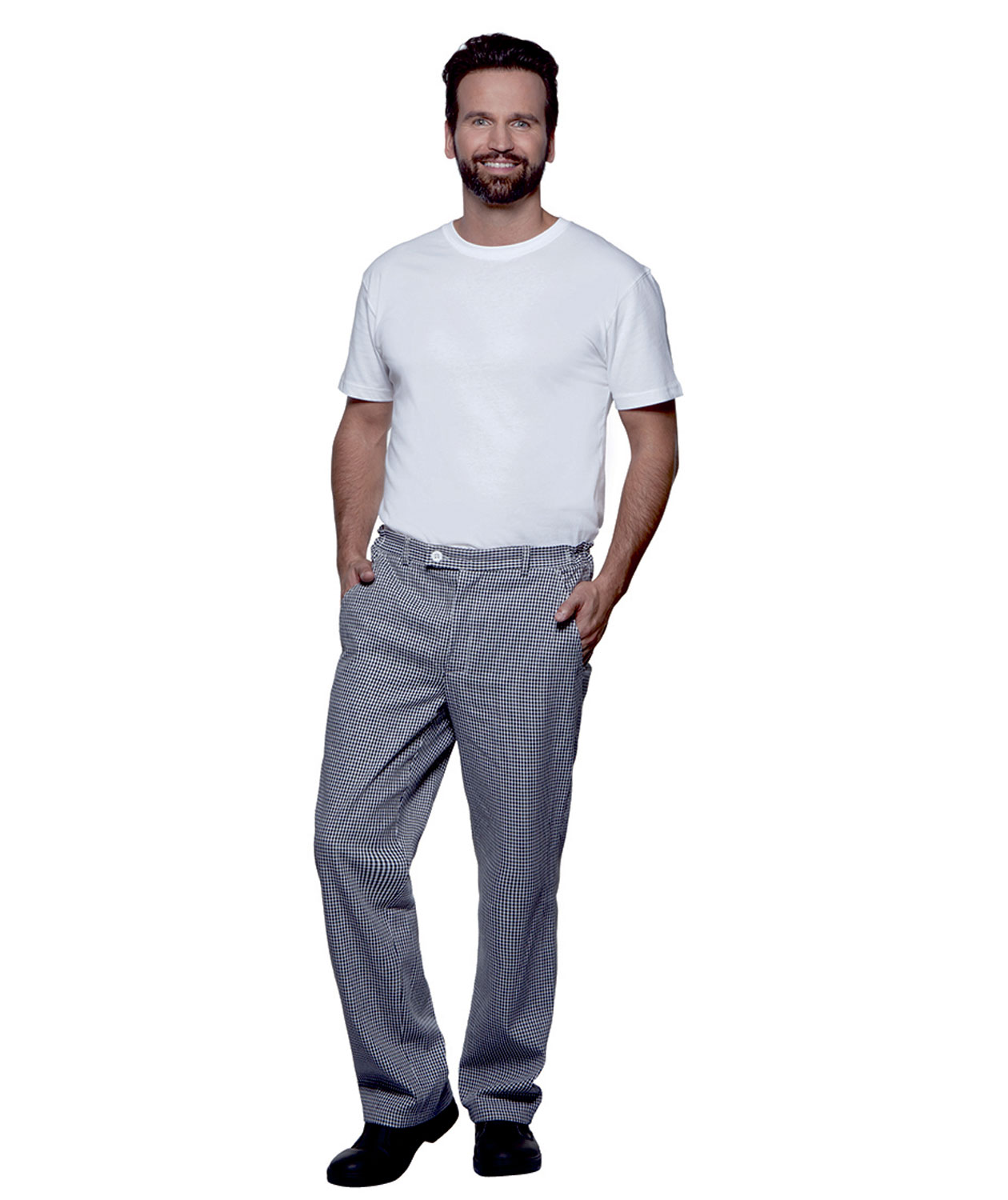 Karlowsky Basic kokkebukser, Pepitatern Sort/Hvid