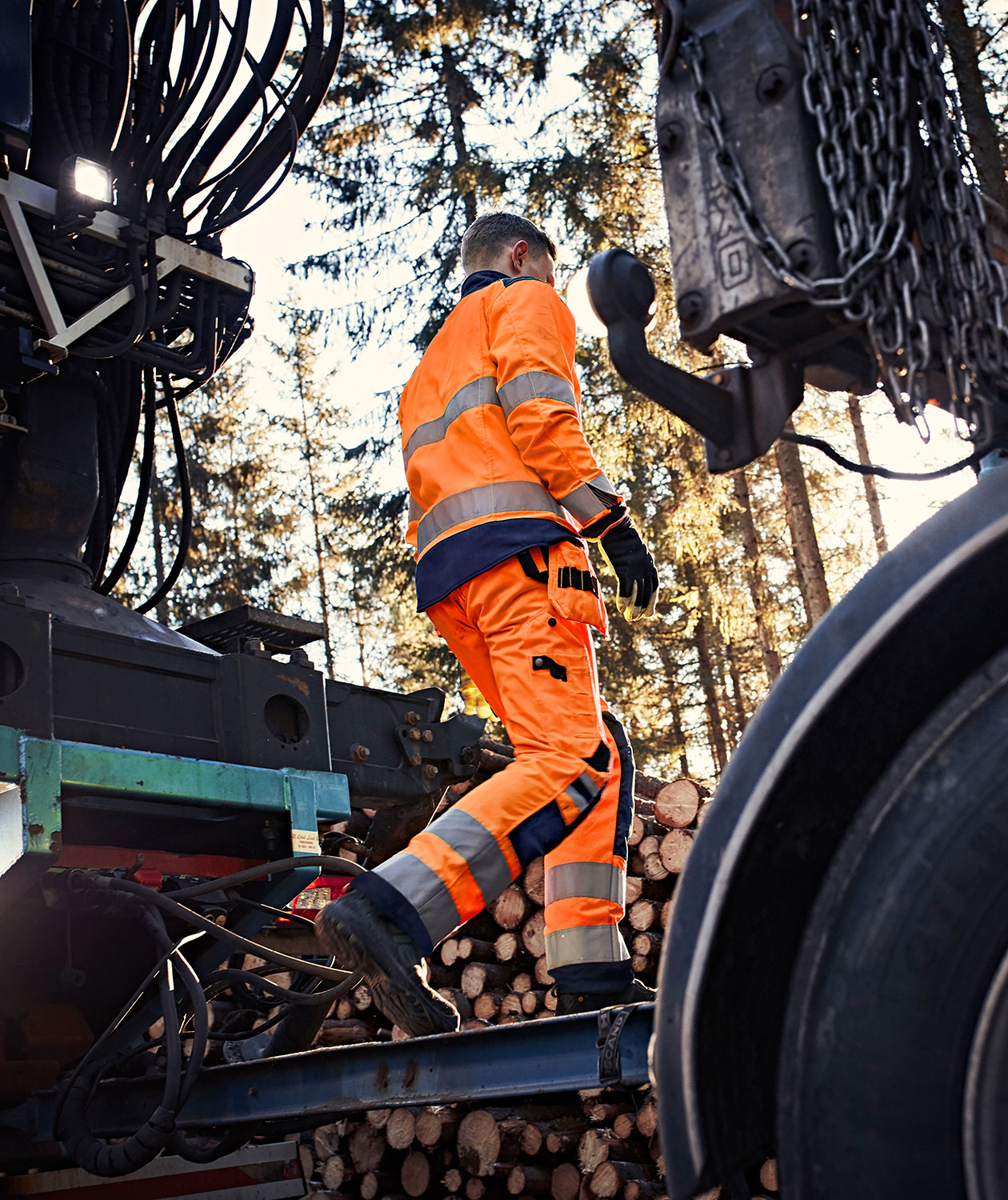 Fristads Green craftsman trousers 2641 GPLU, Hi-vis Orange/Marine, large image number 1