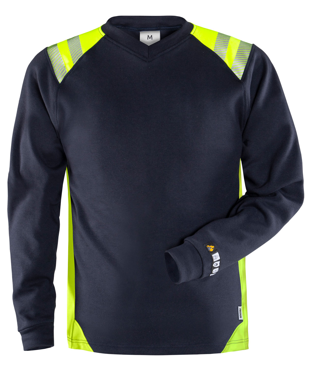 Fristads Flamestat l&aring;ng&auml;rmad T-shirt 7360 TFL, Marin/Hi-Vis gul