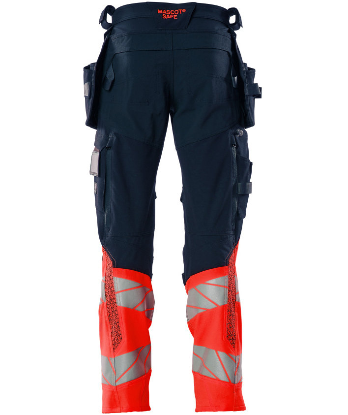 Mascot Accelerate Safe h&aring;ndverksbukse Full stretch, M&oslash;rk Marine/Hi-Vis R&oslash;d, large image number 1