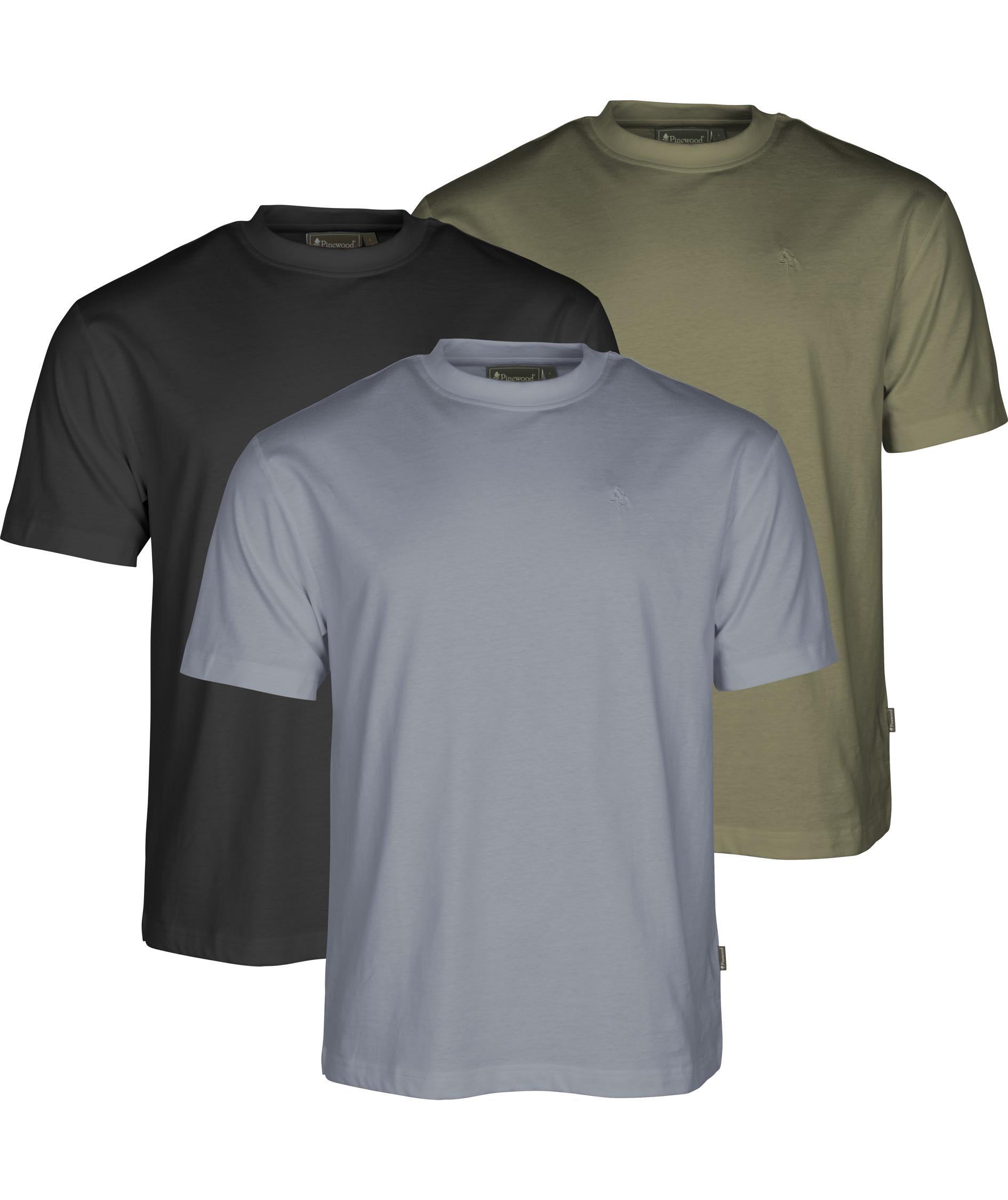 Pinewood 3-pak T-shirt, Olive/Black/Shadow Blue