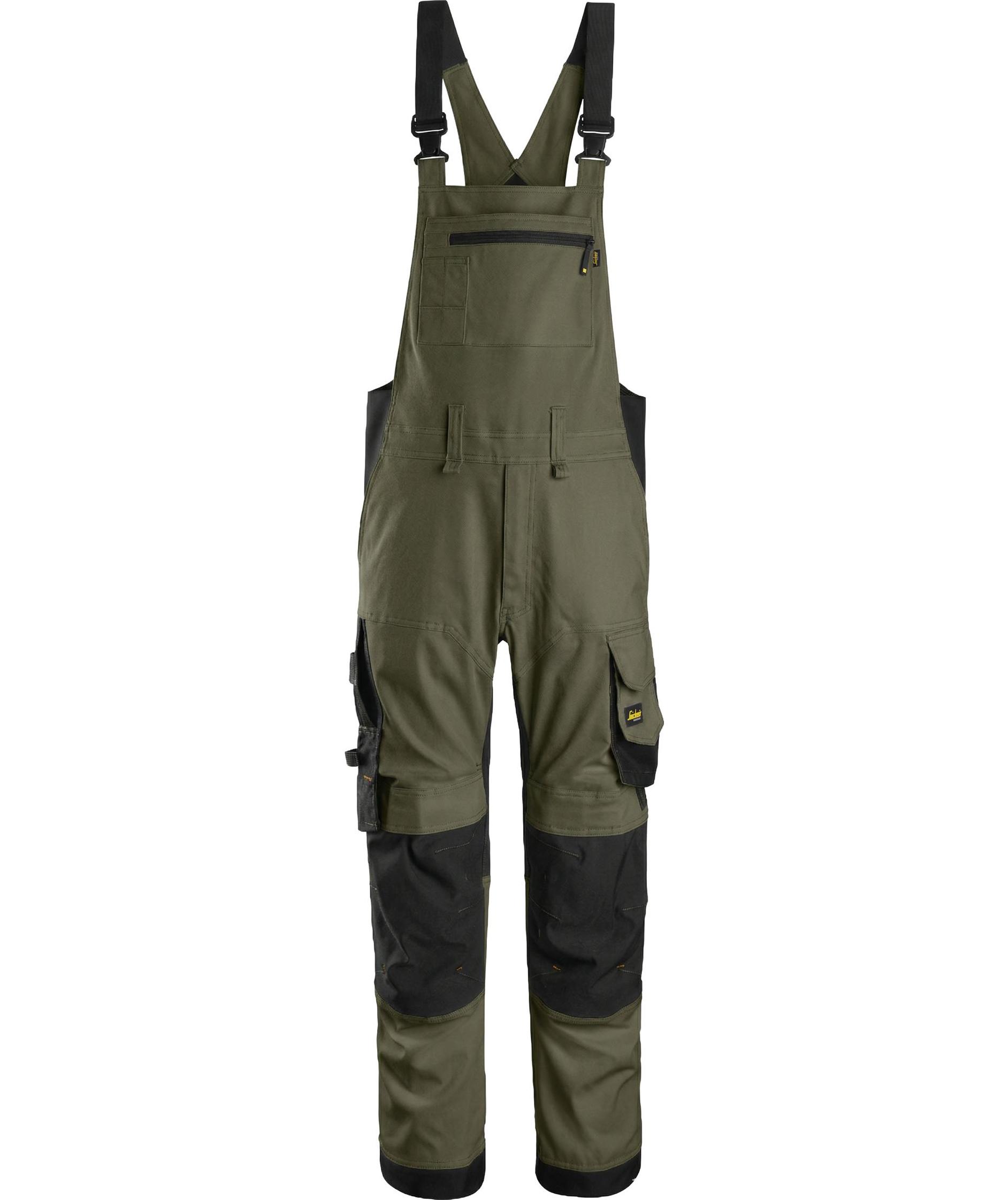 Snickers AllroundWork Latzhose 6051, Khaki Green/Black, Khaki Green/Black, swatch