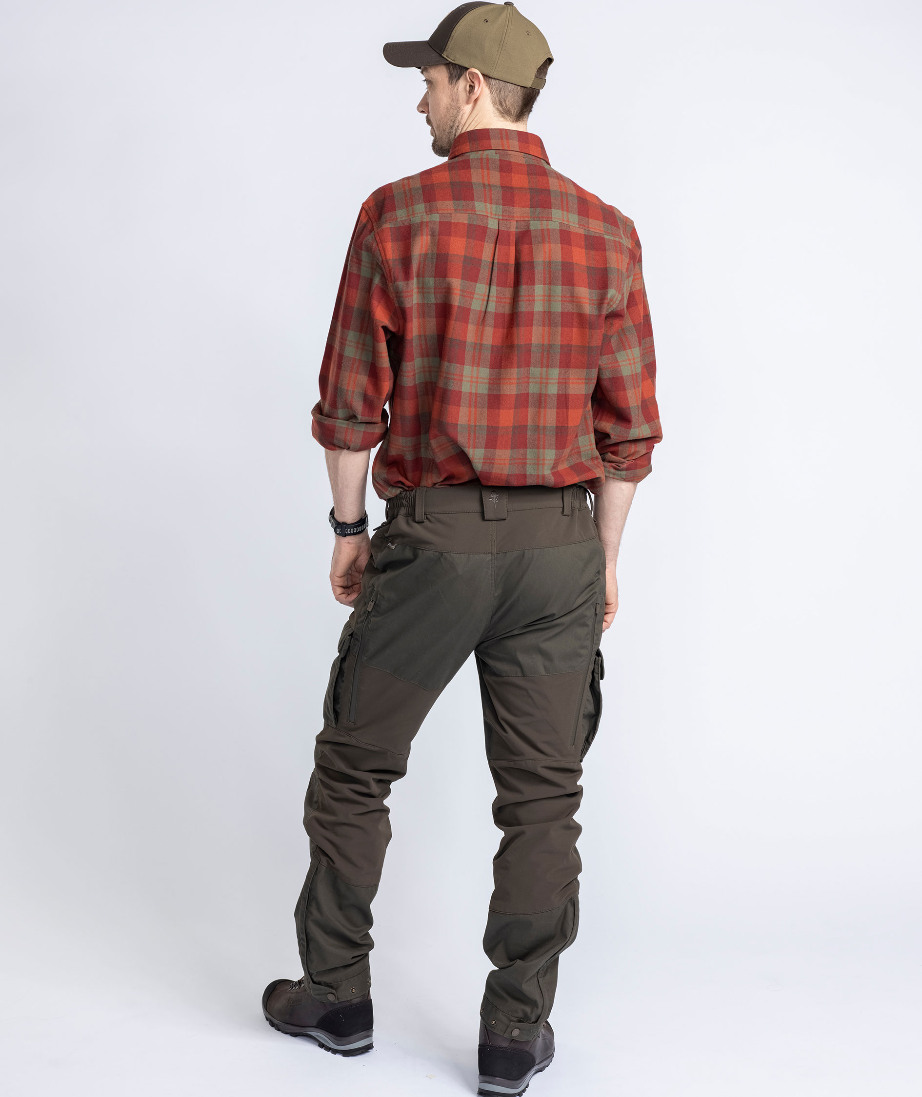 Pinewood H&auml;rjedalen regular fit flannel skovmandsskjorte, Terracotta/Green, large image number 7