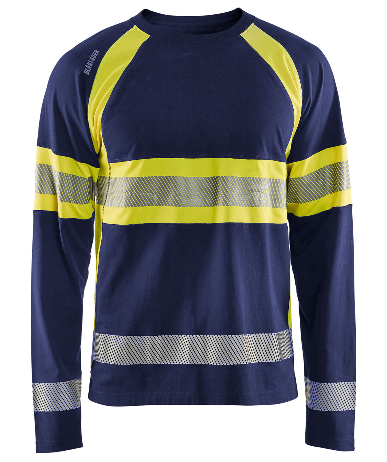 Bl&aring;kl&auml;der l&aring;ng&auml;rmad T-shirt, Marin/Hi-Vis gul