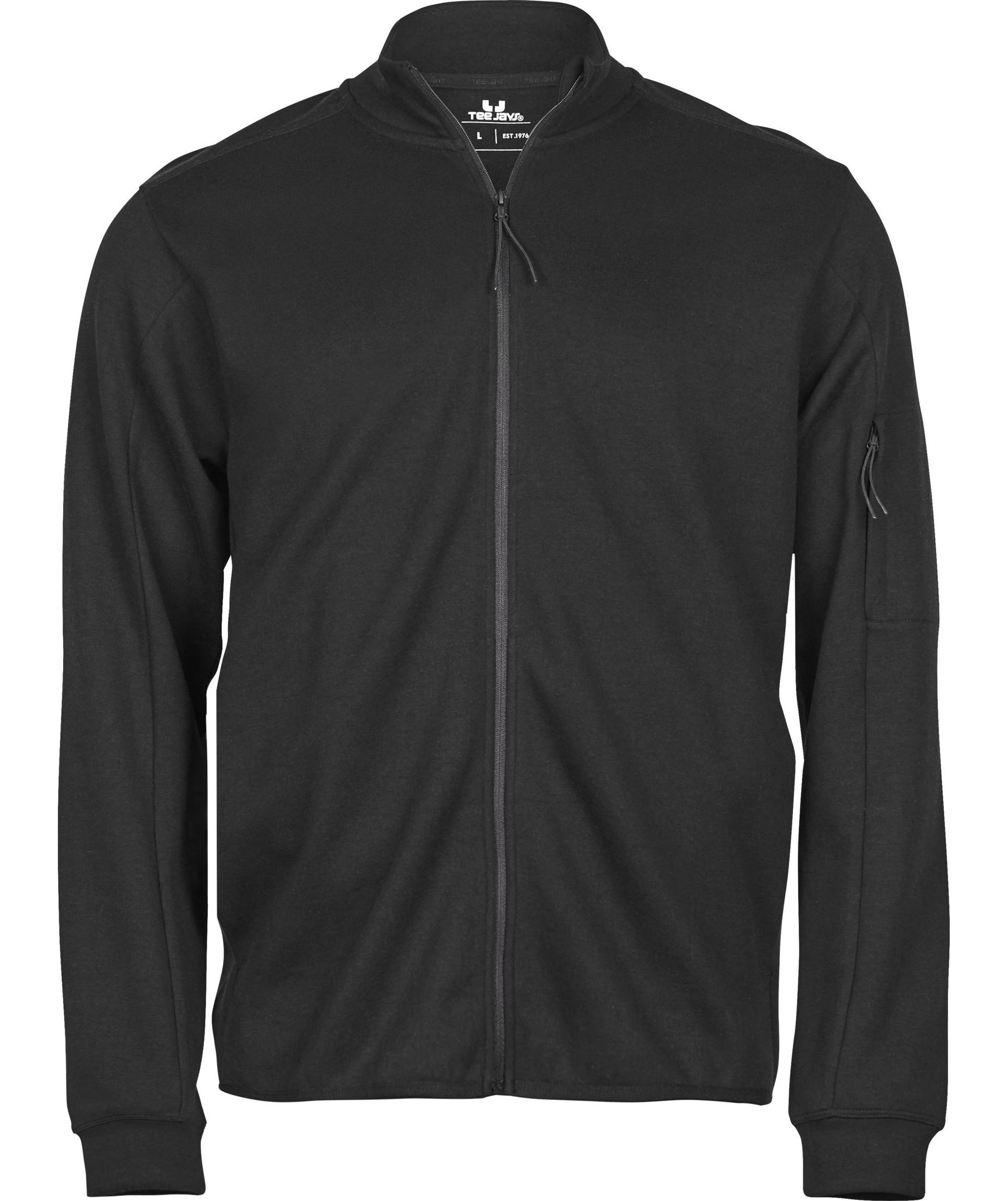 Tee Jays Athletic Cardigan, Black, Black, swatch